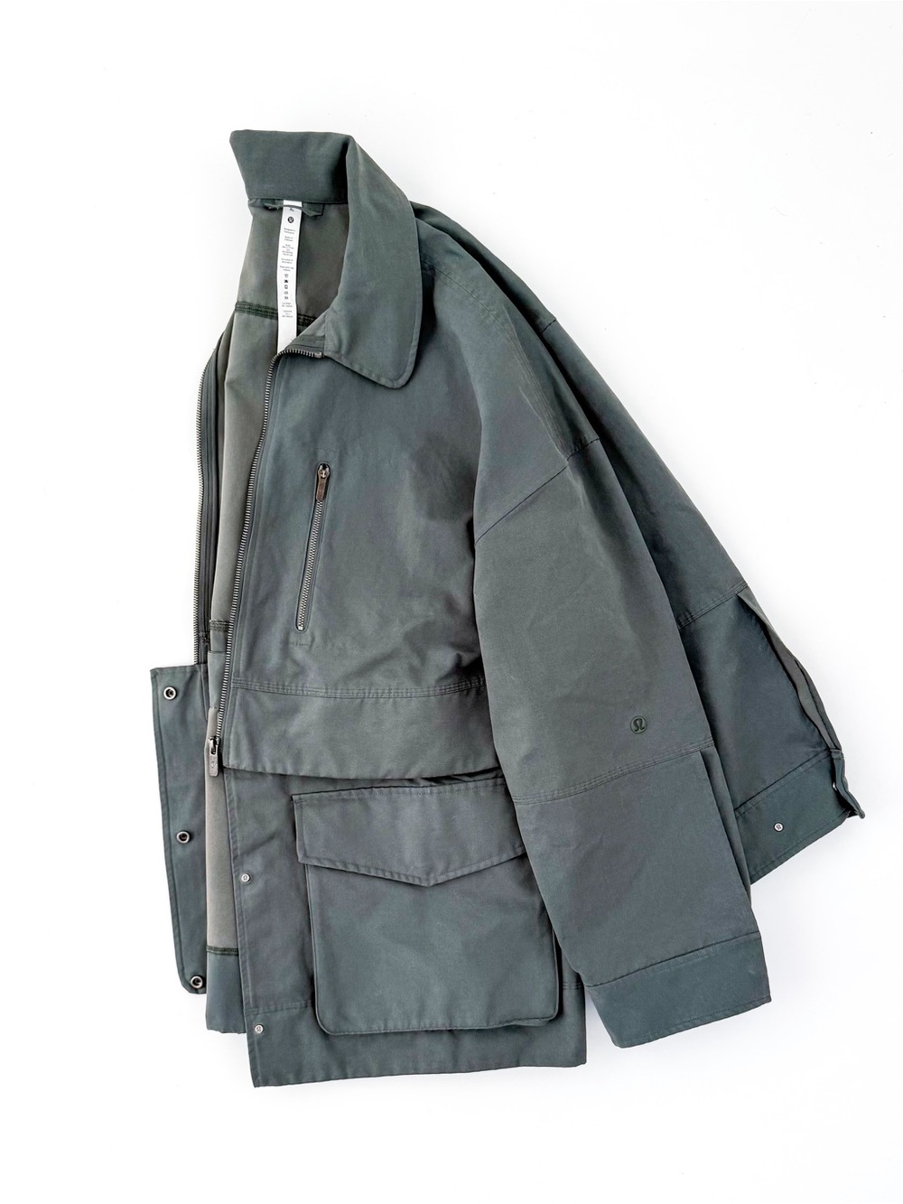 NEW Lululemon Men's Green-Gray Zip-Front Utility Field Jacket XL Detachable - Picture 13 of 15